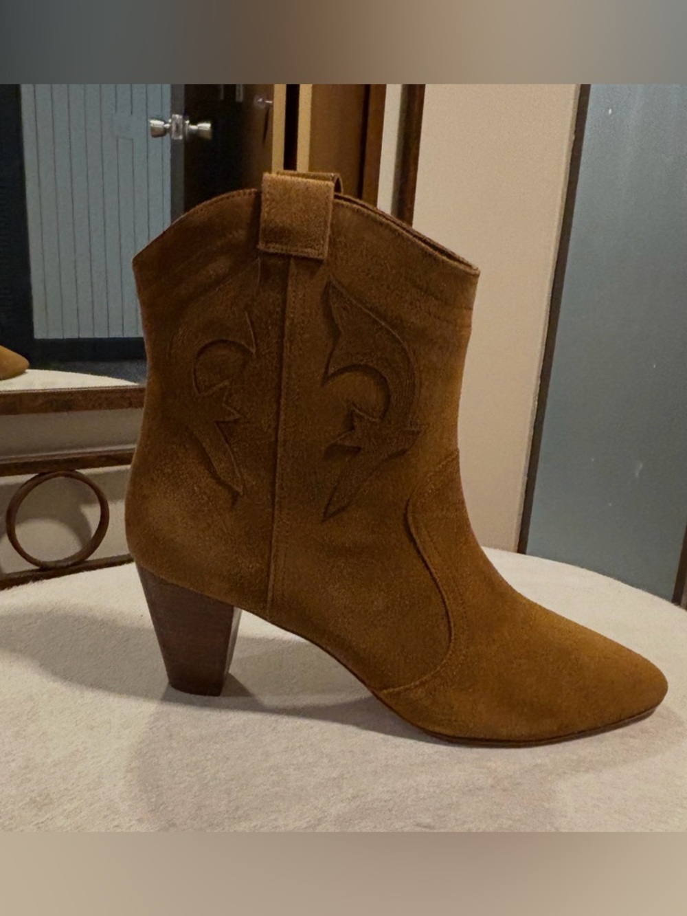 ba&sh Casey Brown Suede Western Ankle Booties